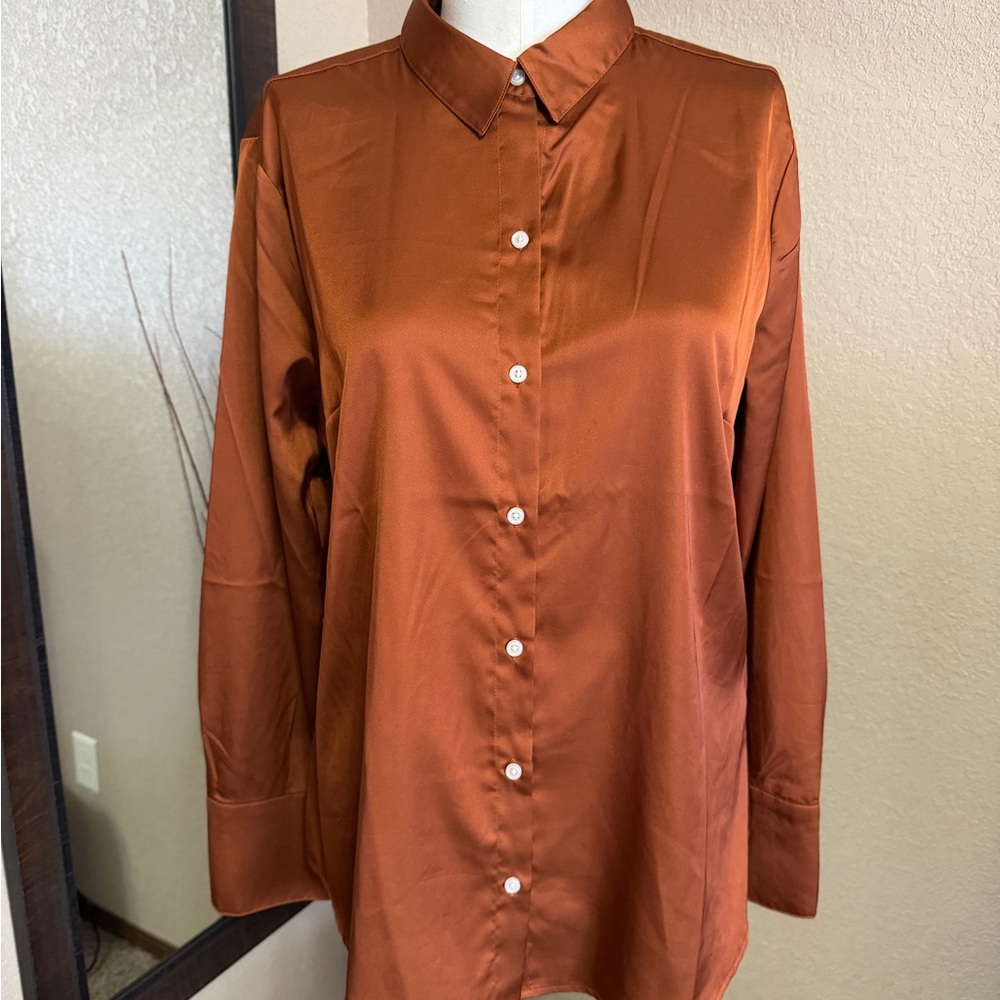 NWOT Banana Republic Women’s Rust Button Down Shirt -L